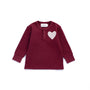 Organic Cotton Waffle Heart Henley, Ruby