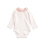 Organic Cotton Peter Pan Collar Bodysuit, Pink Stripe