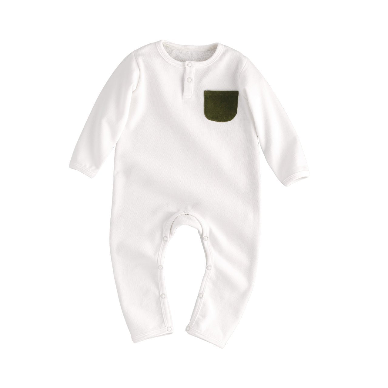 Organic Velveteen Pocket Onesie, Green - Ellis Littles