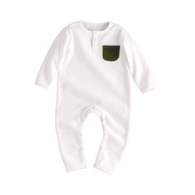 Organic Velveteen Pocket Onesie, Green - Ellis Littles