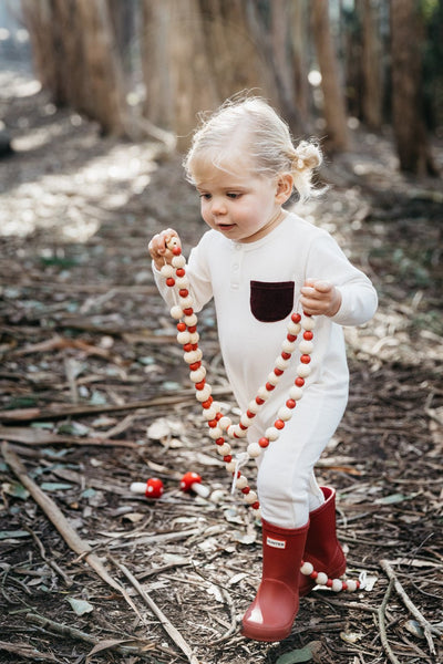 Organic Velveteen Pocket Onesie, Red - Ellis Littles