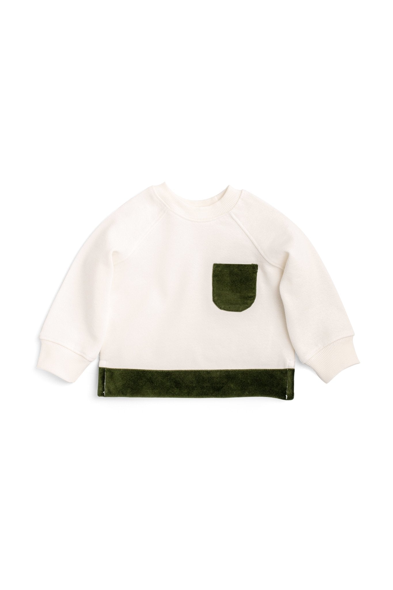 Organic Velveteen Pocket Pullover, Green - Ellis Littles