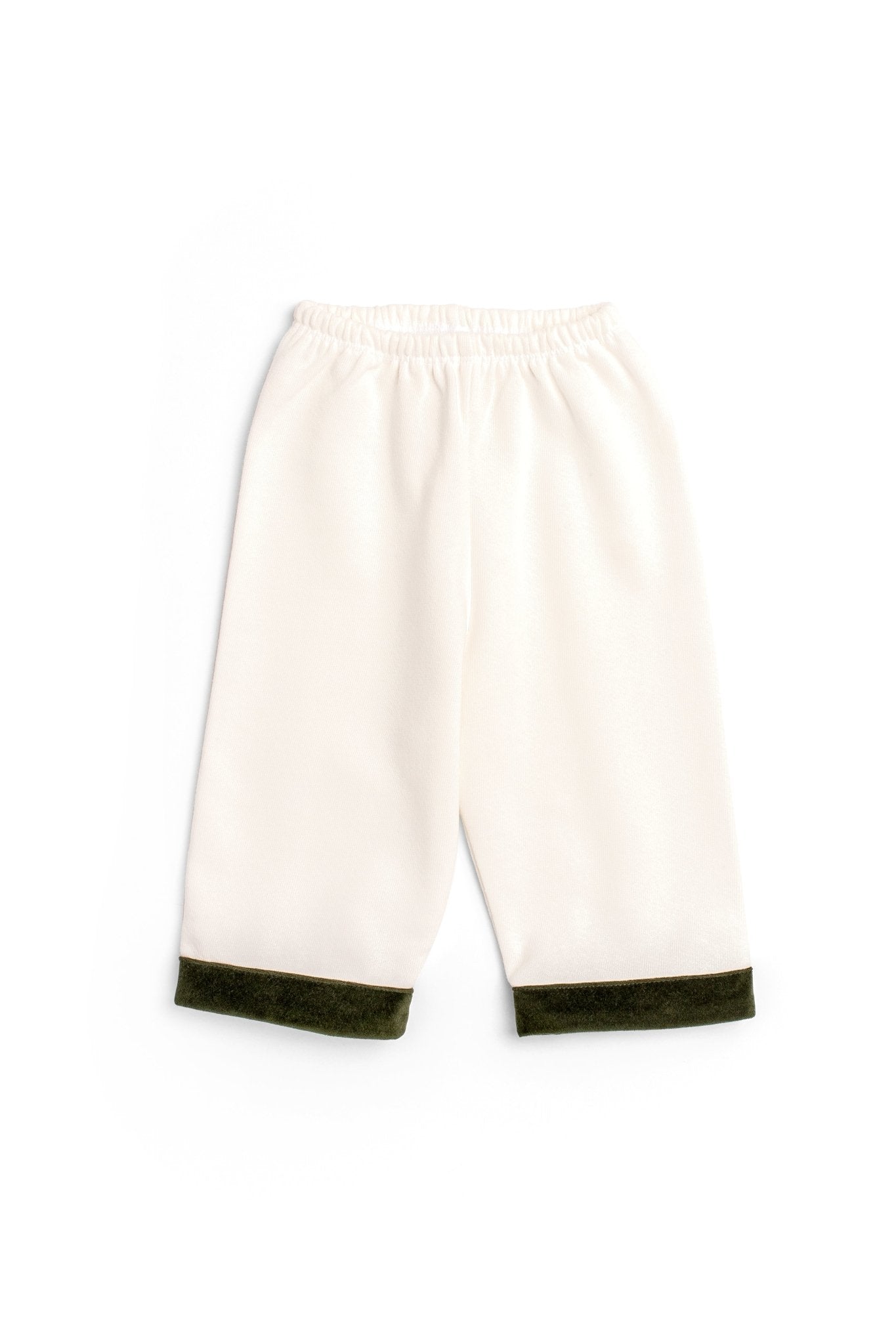 Organic Velveteen Trim Pants, Green - Ellis Littles